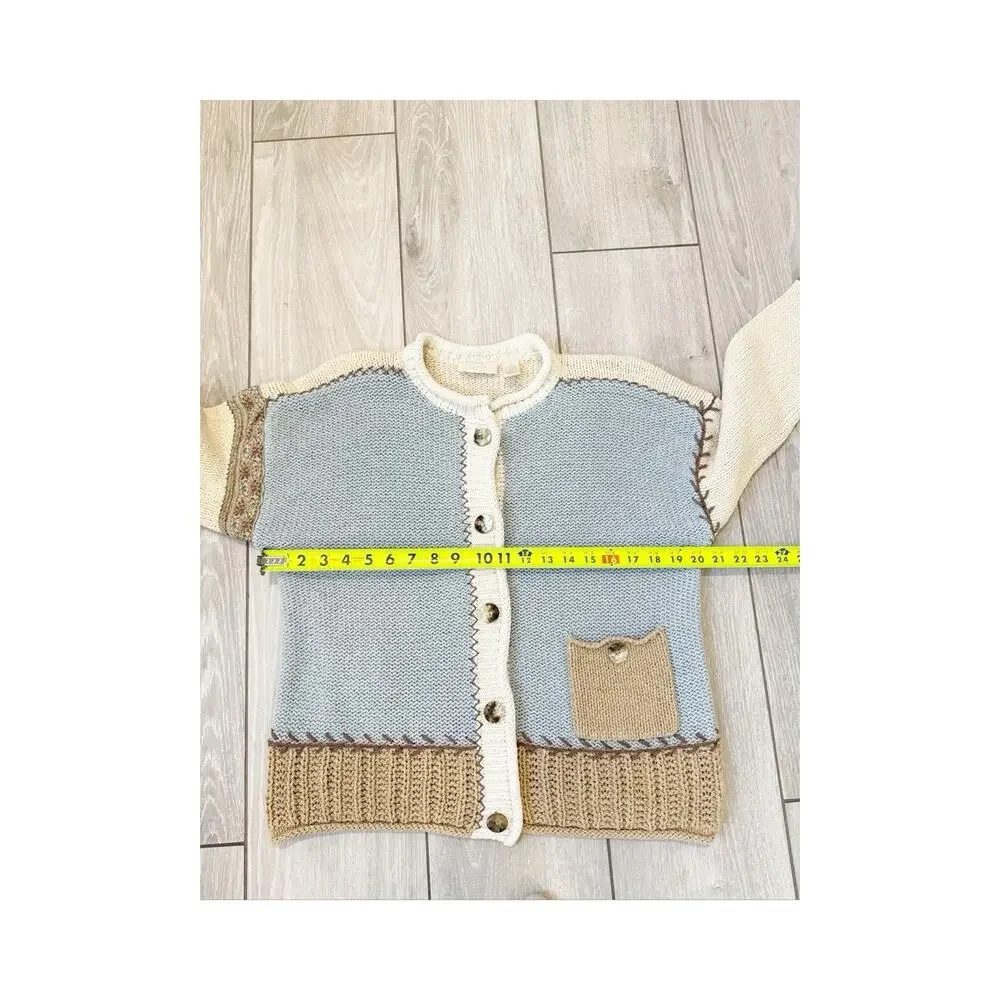 Vintage J Jill Patchwork Cardigan Sweater Size Small